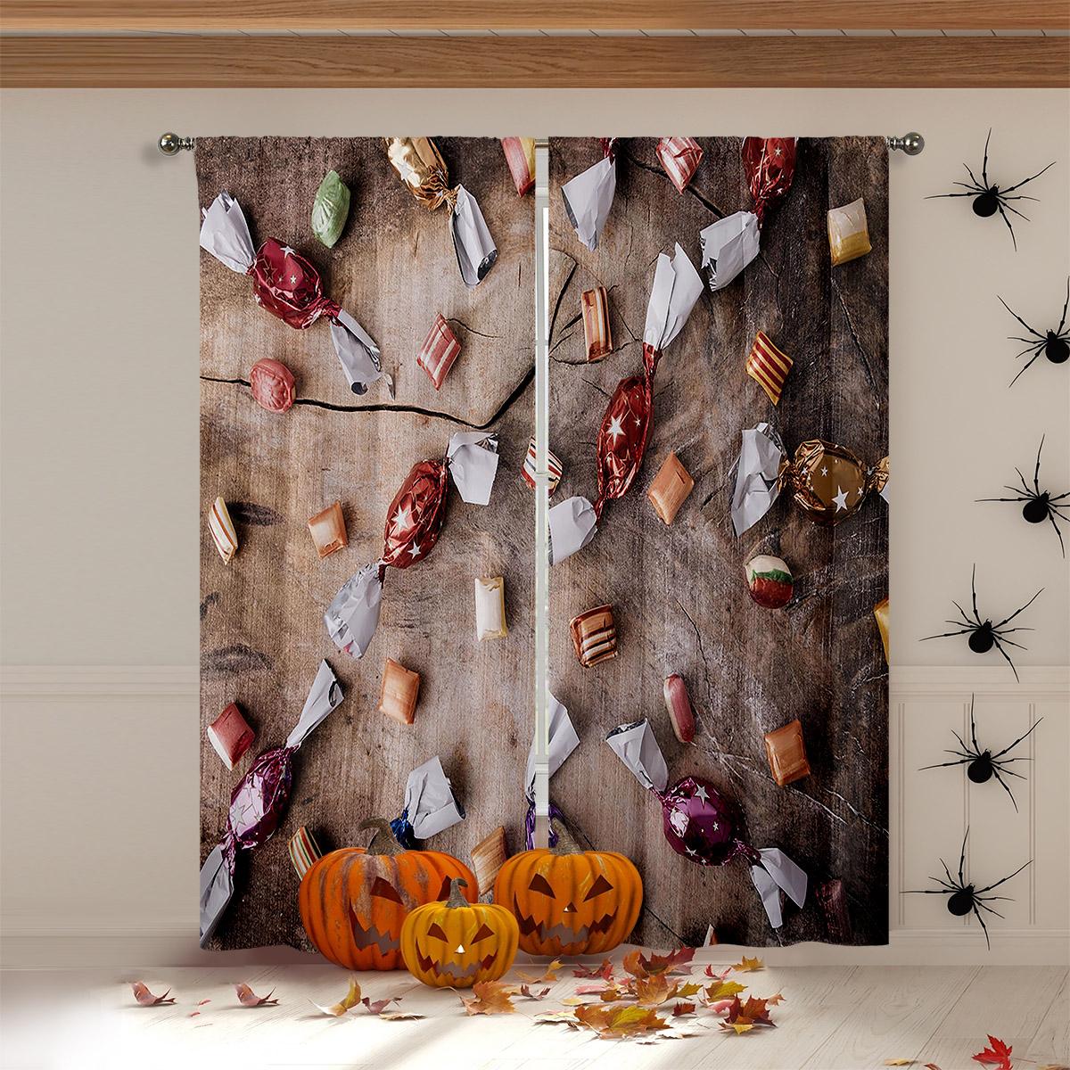 

Skull Design Spider Web Halloween Theme 3D Pattern Printcurtains Ideal For Children Room Restaurant Study Holiday Gathering Decorative Piececurtains W50xH140(CM)x2PCS&Grommet Top