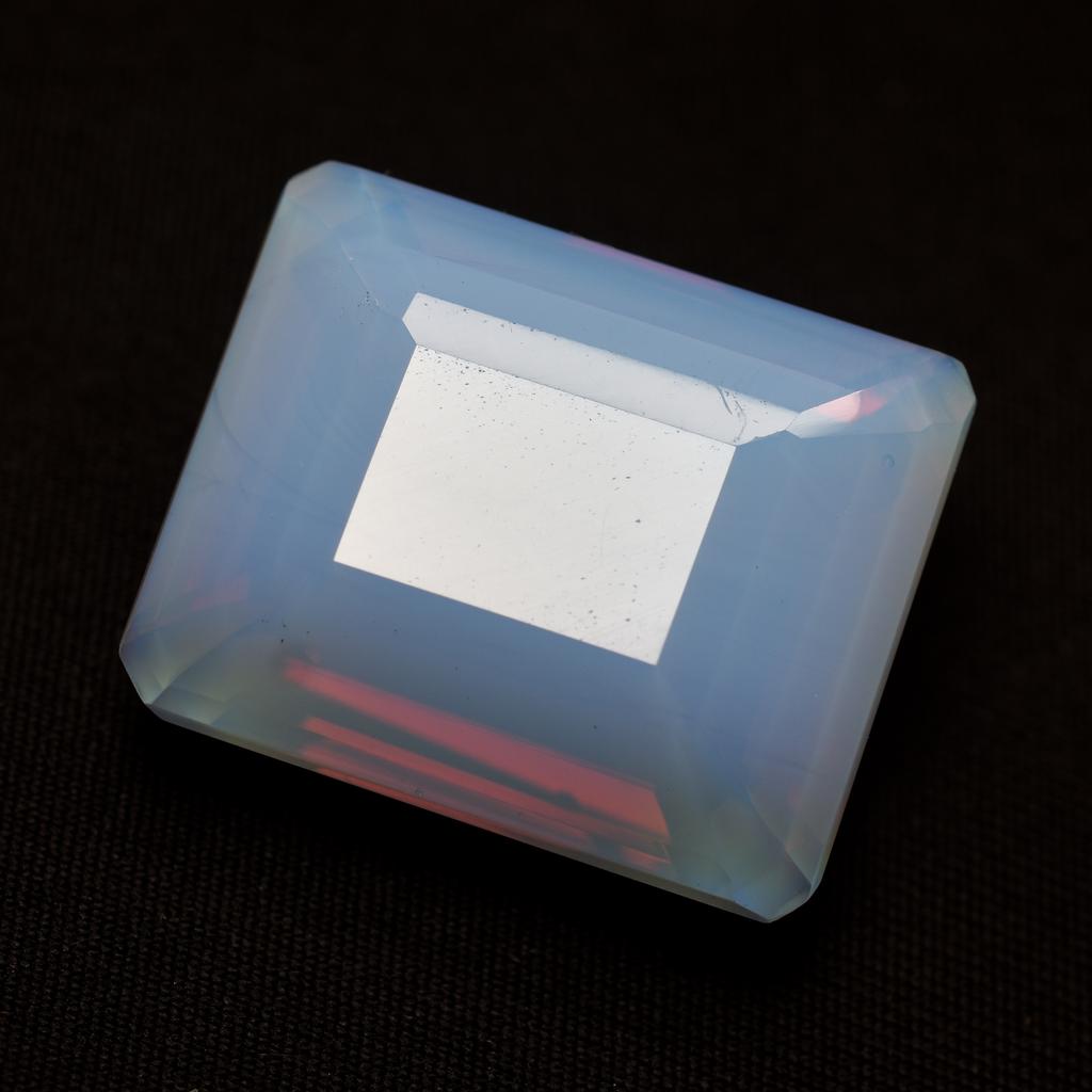 Lab-Created Blue Opal Loose Gemstone Ethiopian 58.45 Ct Emerald Cut October Birthday Birthstone