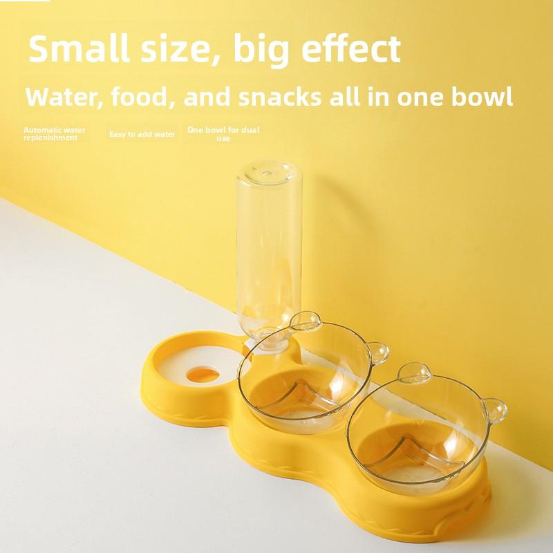 Cat Bowl, Double-bowl Moisture-proof Mouth, Multi-functional Pet Bowl, Automatic Feeding and Drinking Water Dispenser, Dog Bowl