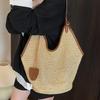 Summer new woven straw bag women's fashion niche shoulder bucket bag seaside beach bag