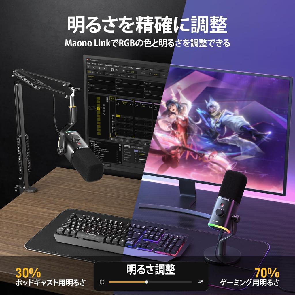 MAONO PD100XS Gaming PC Microphone Set for Podcasts and Dynamic Microphone with Mute for YouTube Game Live and Game Commentary XLR/USB Microphone,