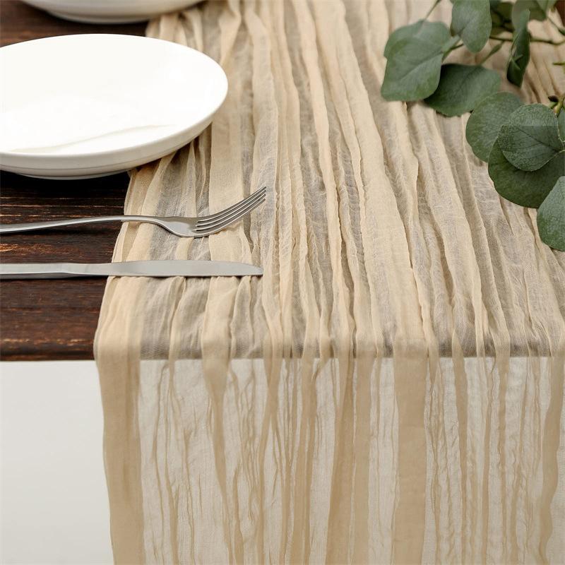 90x300 cm pletená látka běhoun Svatební narozeninová oslava banket dekorace gázová látka voálový ubrus Twist table cover