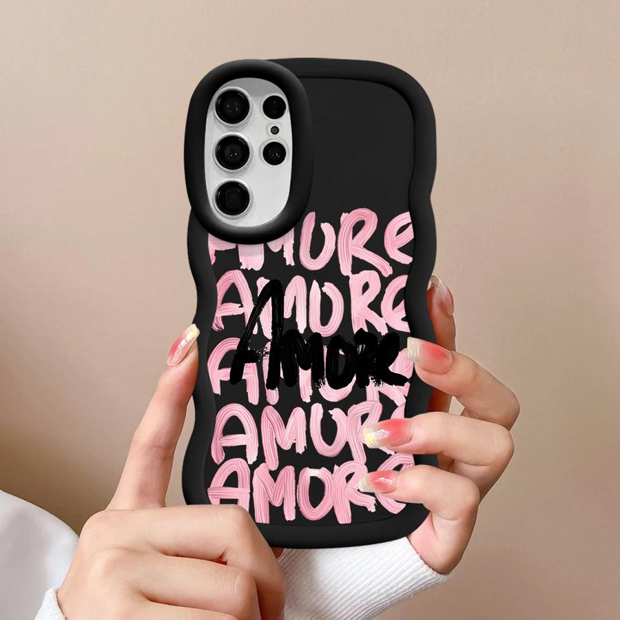 Amore-Liebe Rosa Buchstabe Weiche Handyhülle für Samsung Galaxy S23 Plus A26 A25 S22 Ultra S21 S20 FE S25 S24 A34 A36 A35 A55