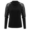 Fashion Womens Color Lace Sexy Casual V-Neck Long Sleeve Top