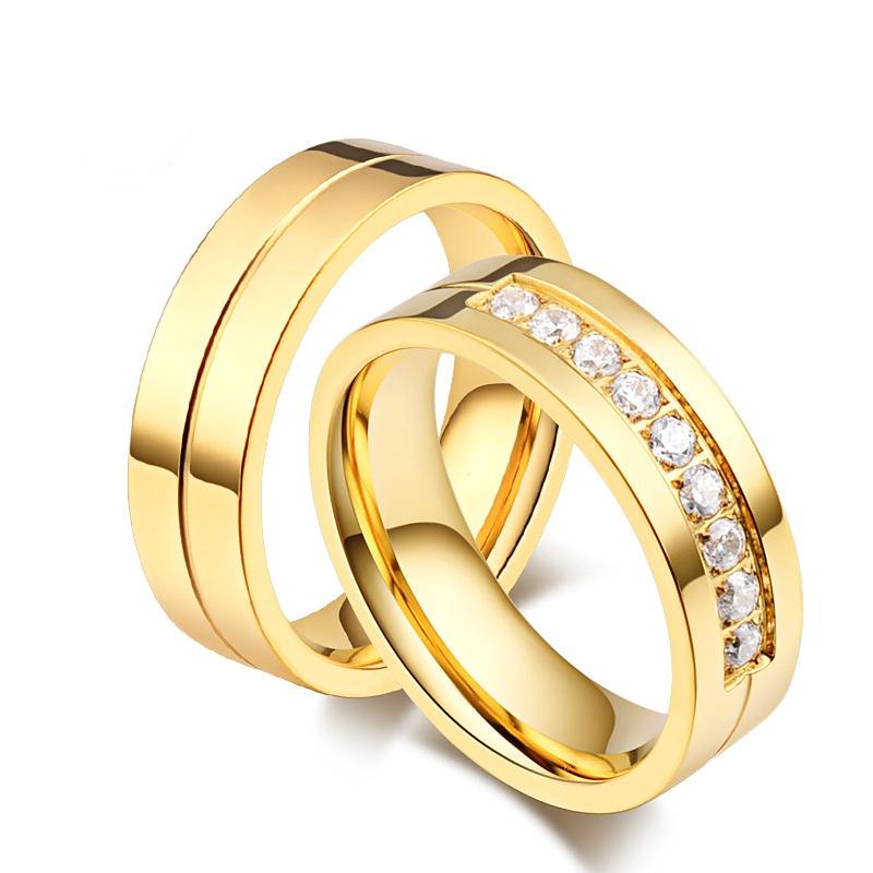 Lovers Rings Stainless Steel Wedding Band Engagement Rings for Couples Women Men Ring