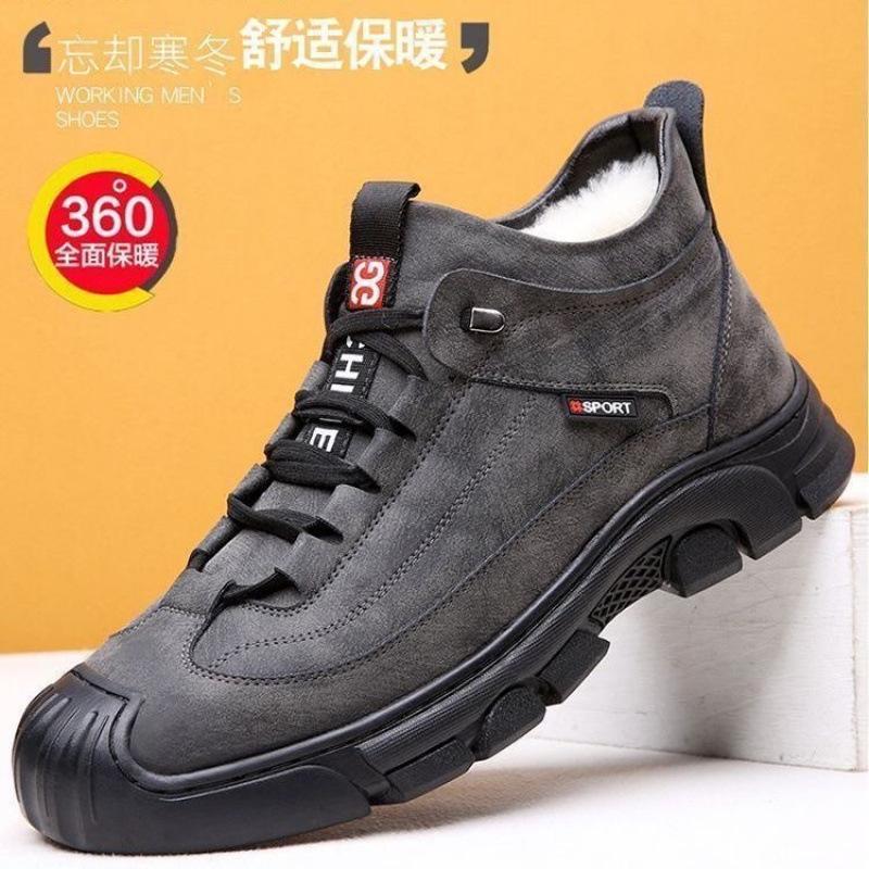 

Snow Boots Men s Plus Velvet Thickened High-top Cotton Leather Shoes Waterproof Cold-proof and Warm Men s Tooling Shoes 44 серый