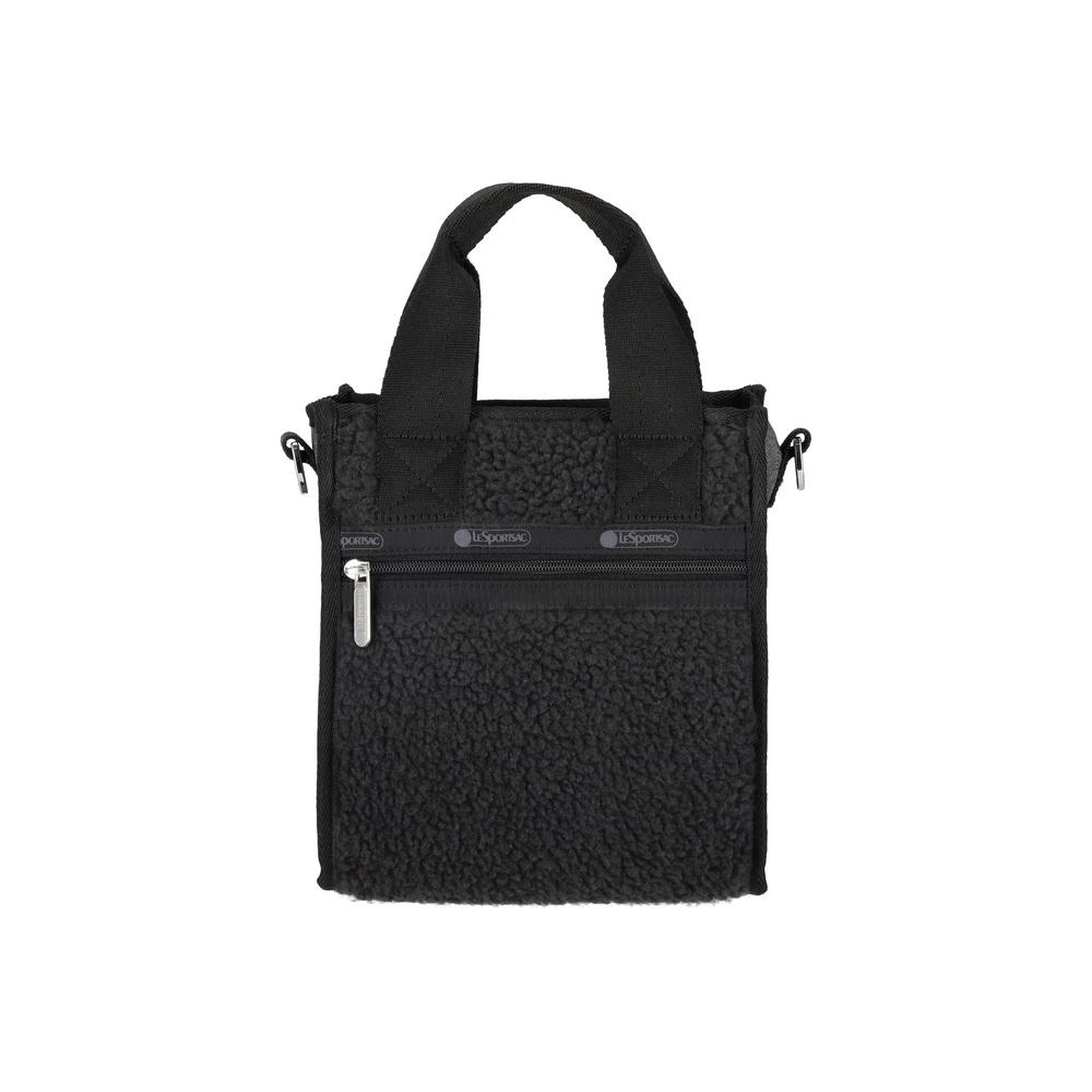 Lesportsac Black Denim/Black Sherpa Mini N/S Tote Bag [1609.La79]