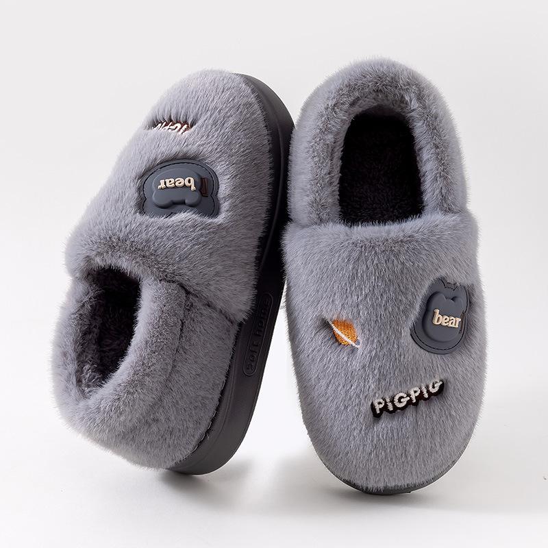 Qidashun new cotton slippers, bag heel indoor and outdoor plush cotton shoes warm and thickened couple cotton mop winter