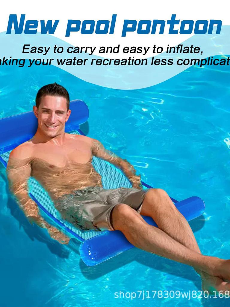 Foldable Inflatable Pool Hammock with Backrest, Dual-Use Floating Mat & Water Lounger