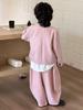 2025 Autumn Pink Casual Boys' Jacket with Stand Collar - Trendy Children's Clothing Set