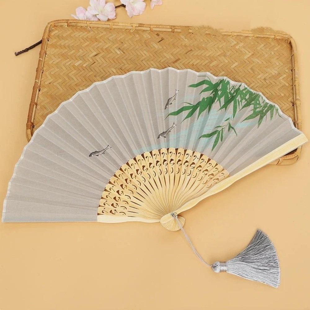 7-Inch Ancient Style Folding Fan Classical Crane Handheld Fan Dance Fan Home Decoration