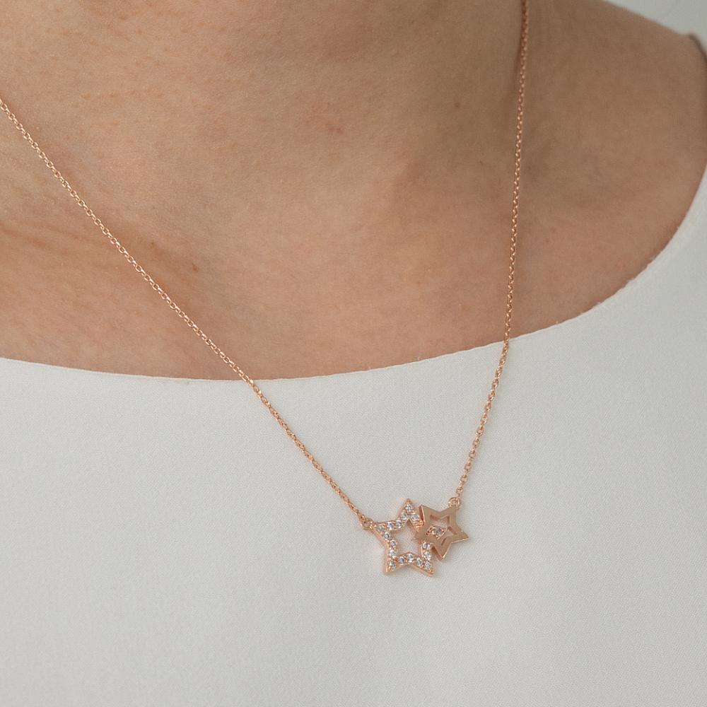 Monograph Star Clash Necklace Mgnl0386 14K Gold Plated (Rose Gold)