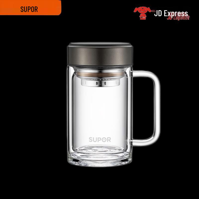Supor Double-Layer Glass Tea Cup with Handle