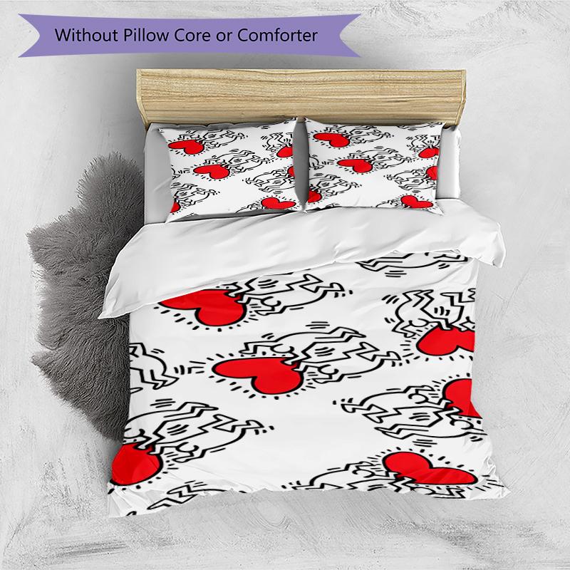 3pcs Keith Haring Ascending1 Pattern Bedding Set Duvet Cover Set Includes Duvet Cover &pillowcases, Perfect All Season Bedroom Decoration & Gift