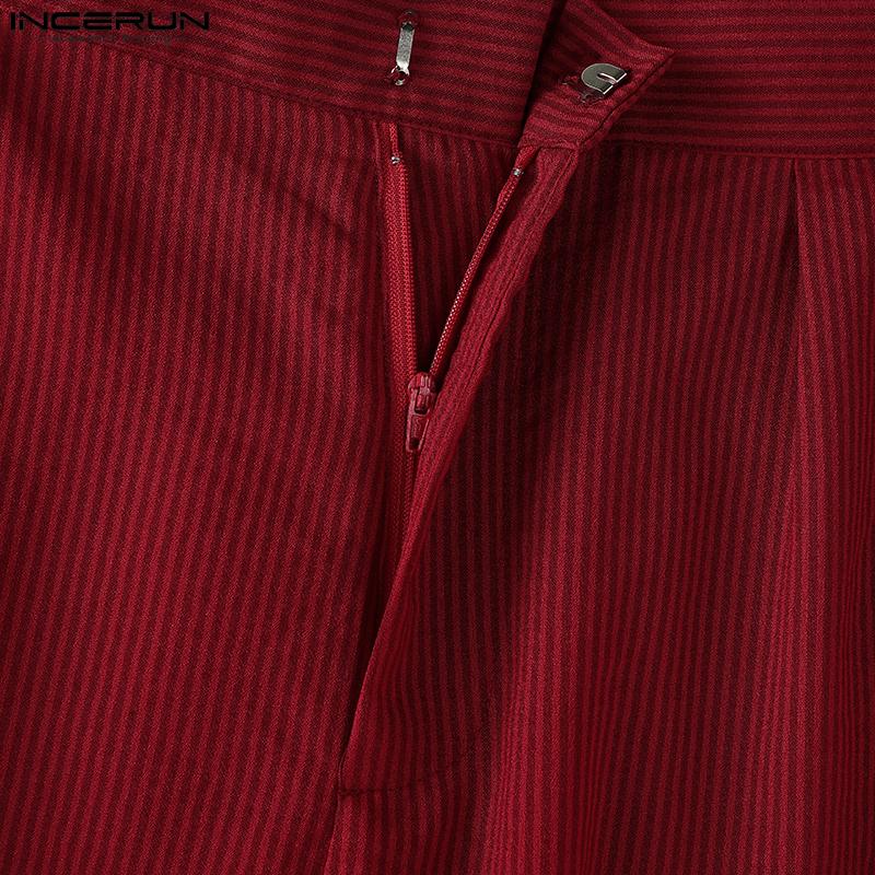 INCERUN Two Pieces Men Striped Sleeveless Vest and Zip-up Long Suit Pants Sets