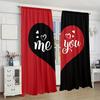 Valentine Day Black Red Heart Shaped Pattern Printed Curtains Window Decorations Home Room Made Of Polyester