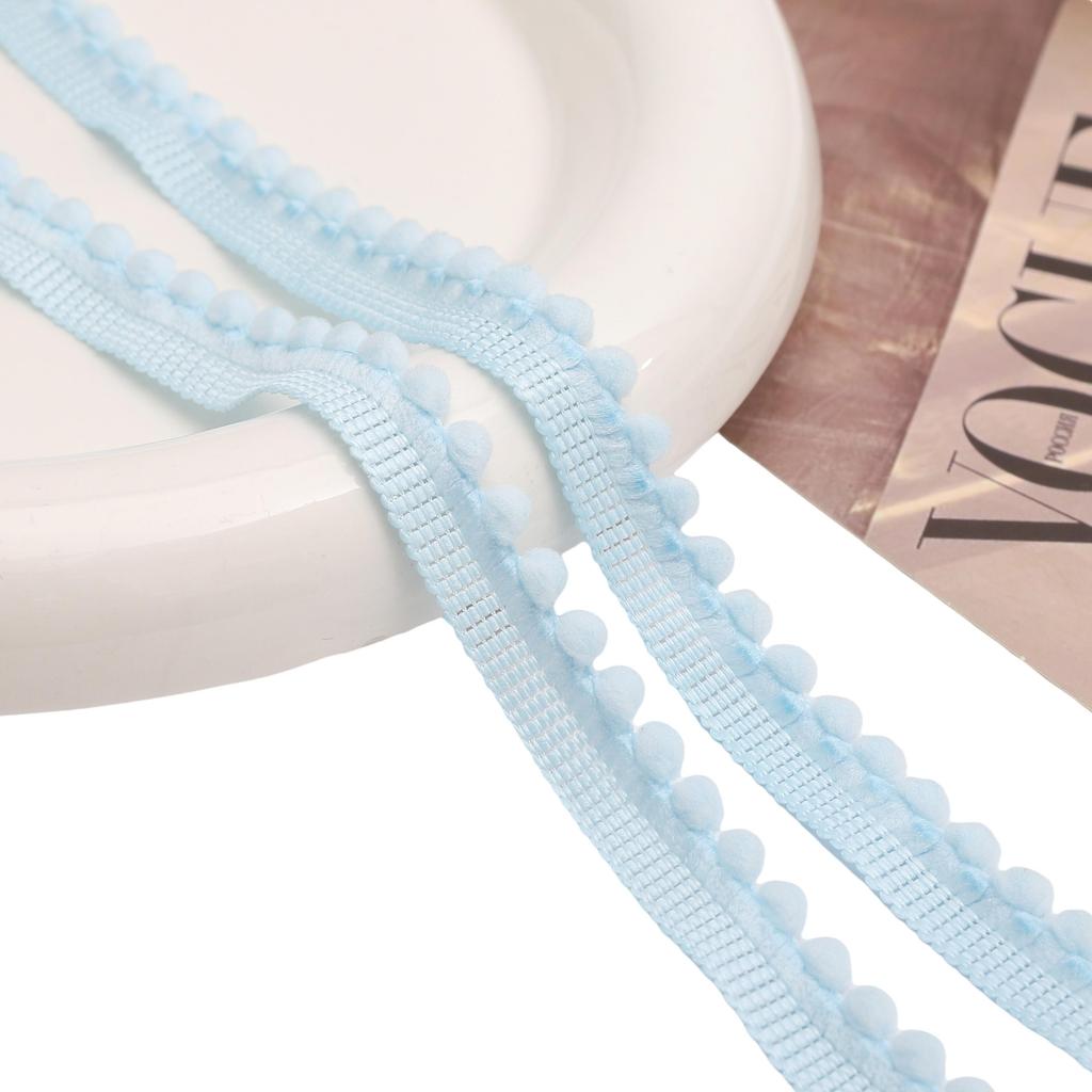 [5m] Kleine Fellbommelspitze 1cm Einfarbig Nicht-dehnbar Polyesterspitze DIY Rock Rucksack/Haaraccessoires Spitze