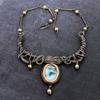 Natural Larimar Gemstone Handmade Copper Wire Wrap Jewelry Necklace 18" P1V09