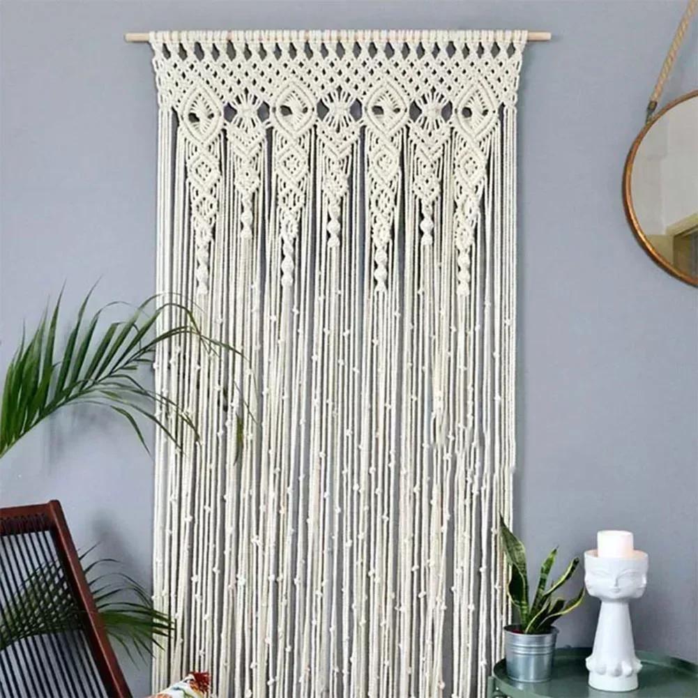Handgeknüpfter Makramee-Türvorhang Böhmischer Wandbehang Teppich Für Zuhause Fenster Türrahmen Schlafzimmer Wohnzimmer Hochzeits-Hintergrund Dekoration