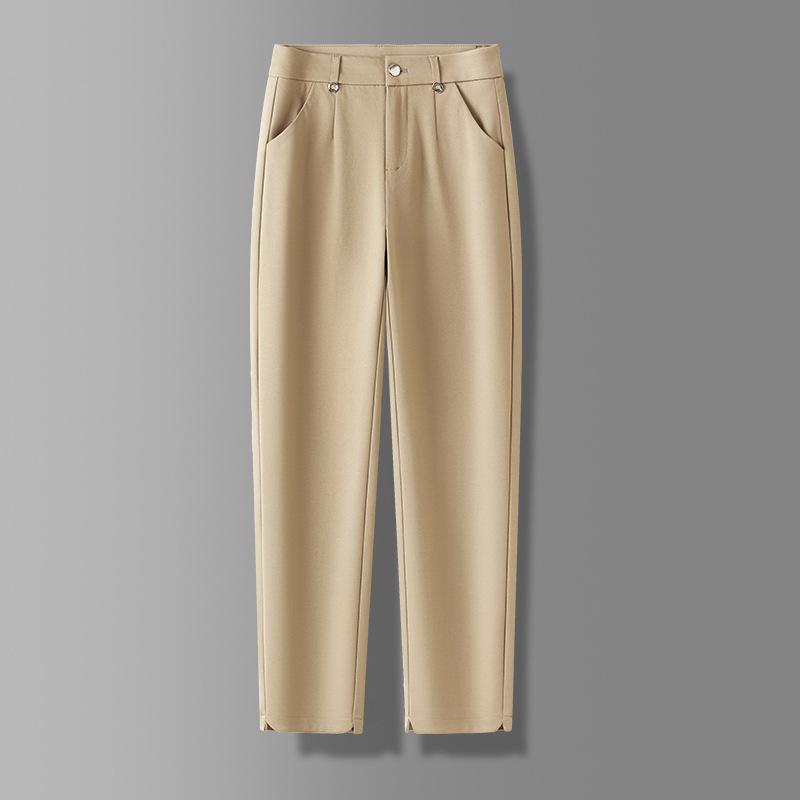 Women's High-Waisted Slim-Fit Straight-Leg White Pants for Summer