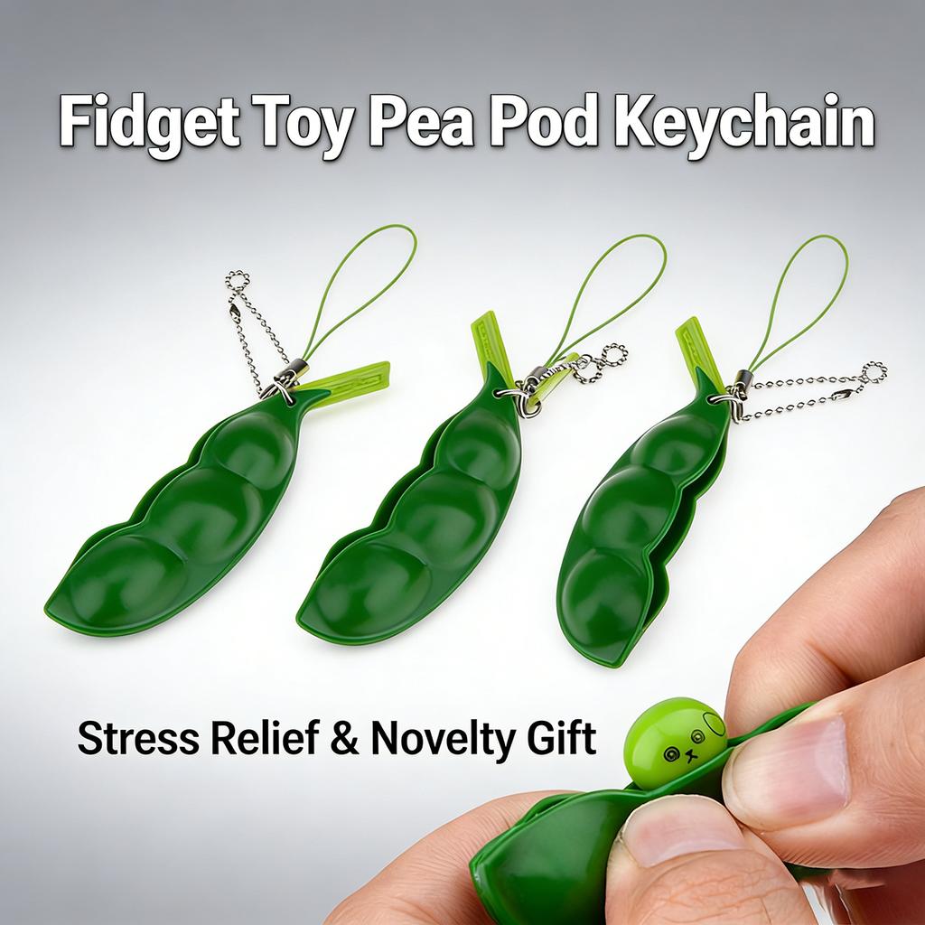 5pcs Fidget Toys Pack Portachiavi Decompression Edamame Toys Squishy Squeeze Peas Beans key holder