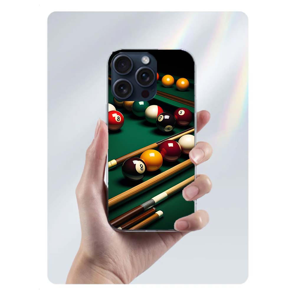 Billiards Table Party Poster Clear Phone Case For Iphone 17 Air 16 Pro Max 15 Pro 14 Plus 17E 16E 11 13 12 Mini Cover Cases Fund