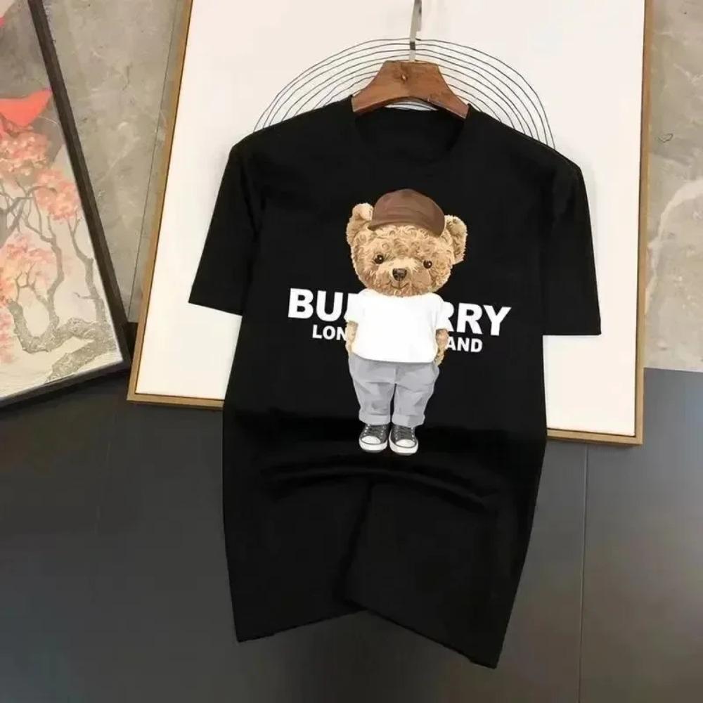 

Funny Bear Print T-Shirt Cotton Men Women Fashion Short Sleeve T Shirts Summer Quality Tops Tee Designer Brand Clothing 2024 XXXXXL чёрный