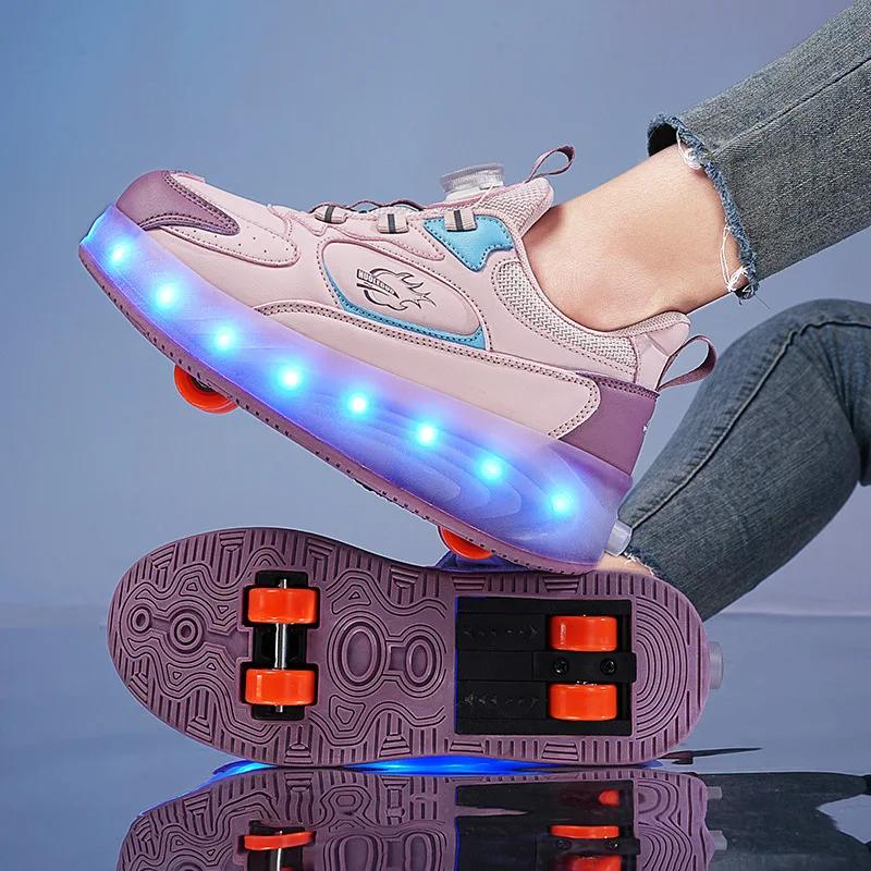 Children's 4-wheel Invisible Roller Skate Shoes Adult Roller Skates Boys' Wheel Shoes Girls' Skates Shoes With Wheels Sneaker