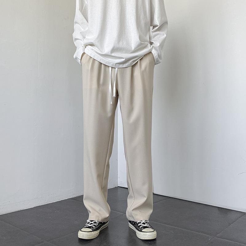 Spring and Autumn Trend Drop Suit Pants Men's Straight Loose Spring and Autumn Casual Pants Elastic Waist Pants Boys Long Pants