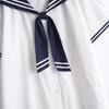 Blusas de Algodón de Alta Calidad para Mujer Verano Kawaii Camisas Harajuku Cuello Marinero Blusa Azul Marino Manga Corta Rayada JK Universitaria Chic Top