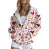 Womens Oversized Hooded Zip-Up Sweatshirt With 3D Printed Winter Casual Loose Fit
