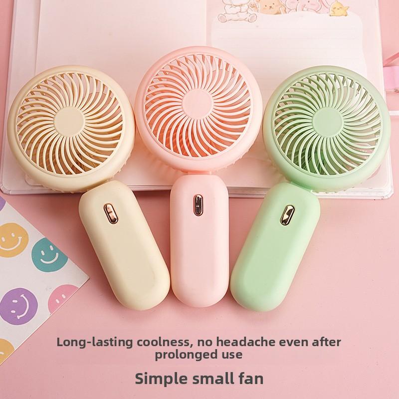 Fresh and Simple Folding Small Fan, USB Charging Version, Portable Handheld with Three Adjustable Settings, Candy-colored Small Electric Fan
