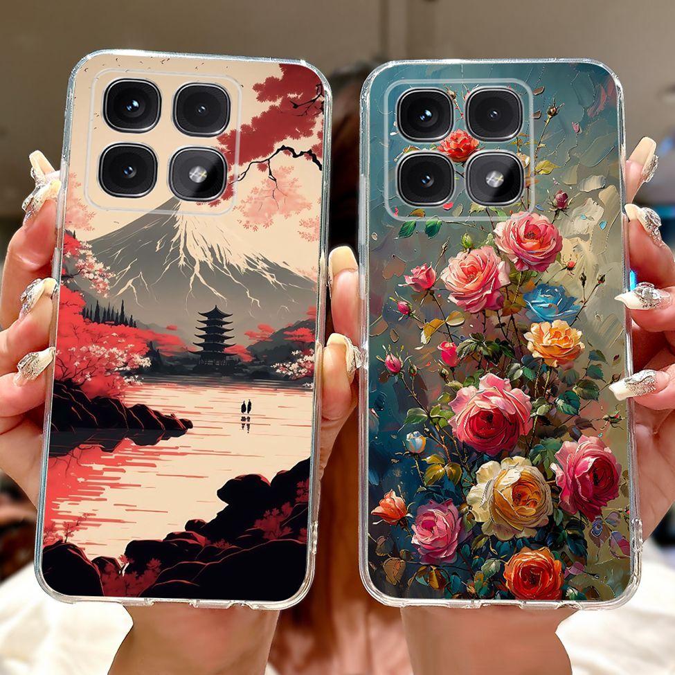 Clear For Xiaomi 14T Case Cover Luxury Cute Cat Fashion Flowers Funny Cool Painted Soft Phone Case 2406APNFAG