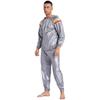 S-4XL Tuta da Sauna Sudorazione Uomo Manica Lunga Giacca con Cappuccio con Pantaloni a Vita Elastica PVC Allenamento Palestra Outfit