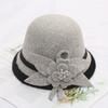 2022 Autumn And Winter Woolen Hat Women'S Casual Wide-Brimmed Top Hat, Flower Dome Fashion Hat