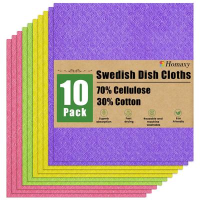 Homaxy 10Pcs Magic Cleaning Cloth Dishcloth Sponge Kitchen Towel Reusable Wash Towel Absorbent Kitchen Cloth Waffle Dish Cloth