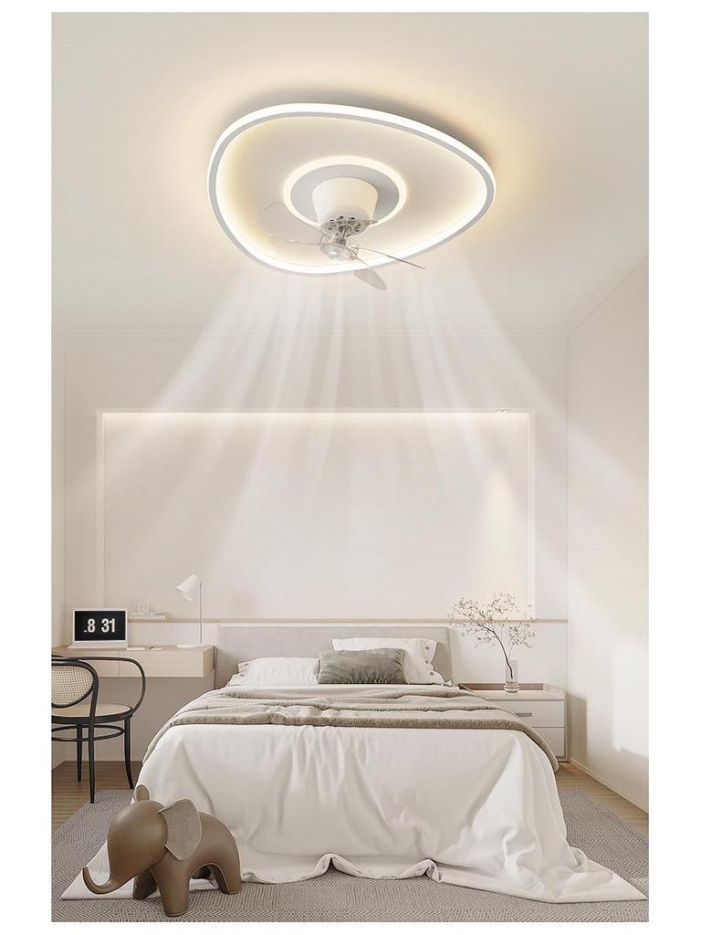 360° Rotatable Silent Minimalist Ceiling Light with Fan for Bedroom and Study