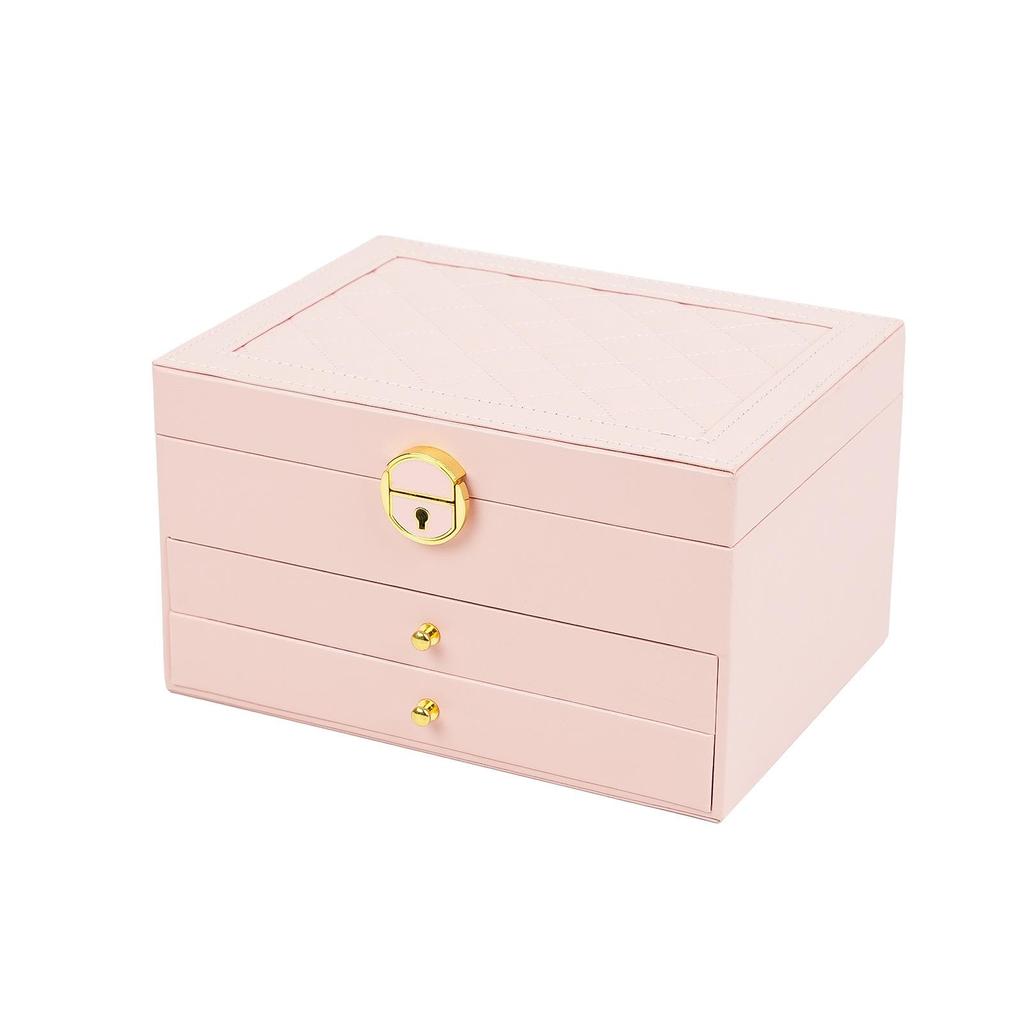 Three-Layer High-End Jewelry Storage Box with Drawers and Partitions