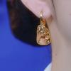 Versatile Coffee Color Full Diamond Crystal Earrings Women, Design Sense Shows Face Thin Ear Buckle Earrings