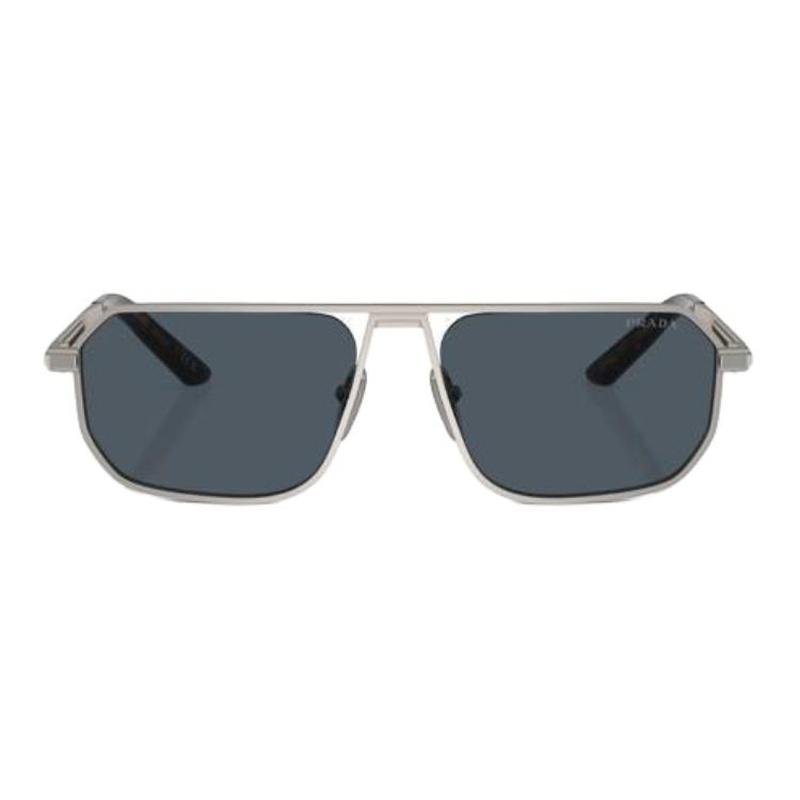 Prada Mirror Logo Metal Irregular Sunglasses Men's Silver Gray