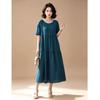 EST+II Women's Yunqi Round Neck Short Sleeve Cake Long Dress