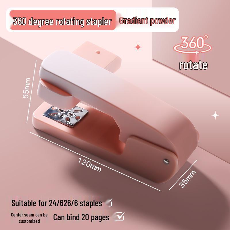 Stylish 360° Rotating 12-Gauge Labor-Saving Stapler for Office & Student Use