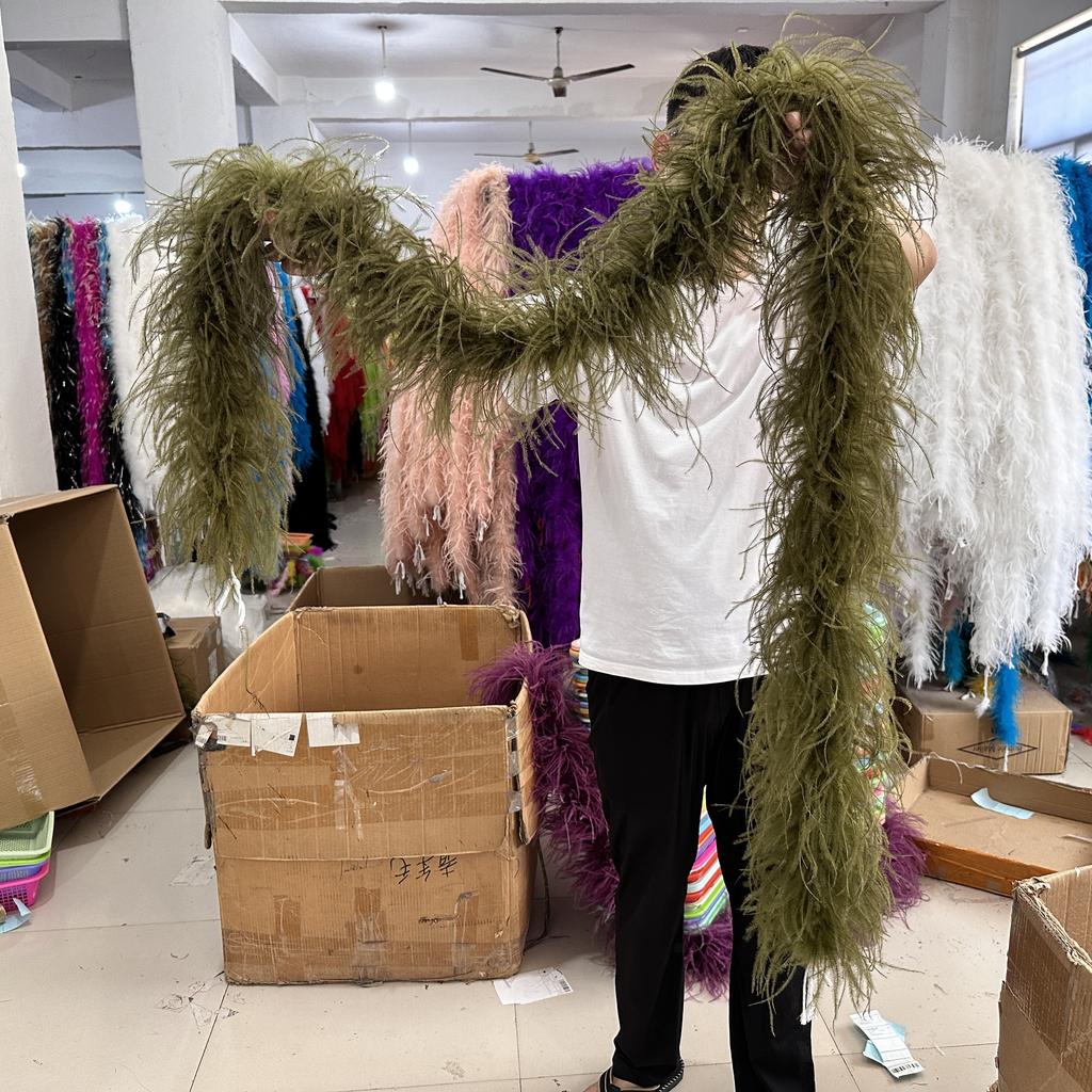 DIY Colorful Ostrich Feather Boa 6Ply Fluffy Shawl 0.5/1/2/3/4 Meter for Wedding Dress Carnival Performance Costume Party Decoration