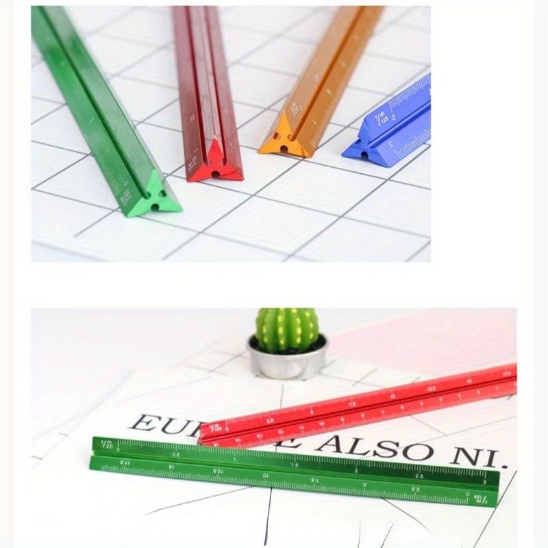2PCS Colorful 15cm Aluminum Triangular Scale Ruler Aluminum Alloy Metal Scale Regua Ruler