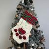 Green Plaid Dog Paw Christmas Stockings Red Gingham Snowflake Plush Pet Christmas Gift Bags For Xmas Party House Tree Decoration