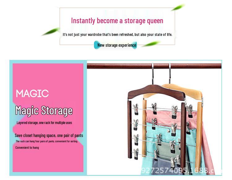 Solid Wood Multi-Layer Hanger for Pants, Towels, Scarves, and Ties