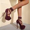 Women's Thin Heel Shoes Spring New Round Head Shallow Mouth Suede Rivet Thick Soles Non-slip High Heels