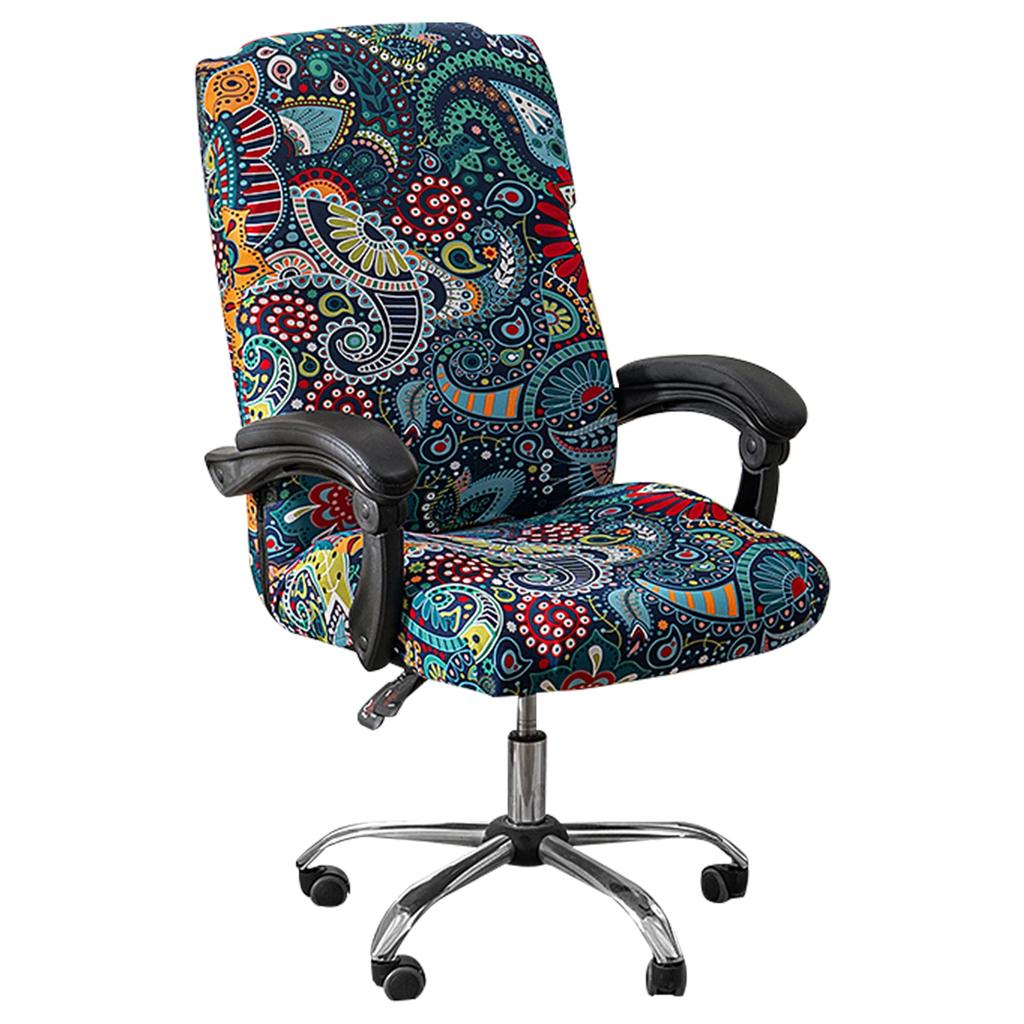 Stretch Printed Office Chair Cover Anti Pilling Machine Washable Computer Chair Slipcover With Zipper for Meeting Room Reception