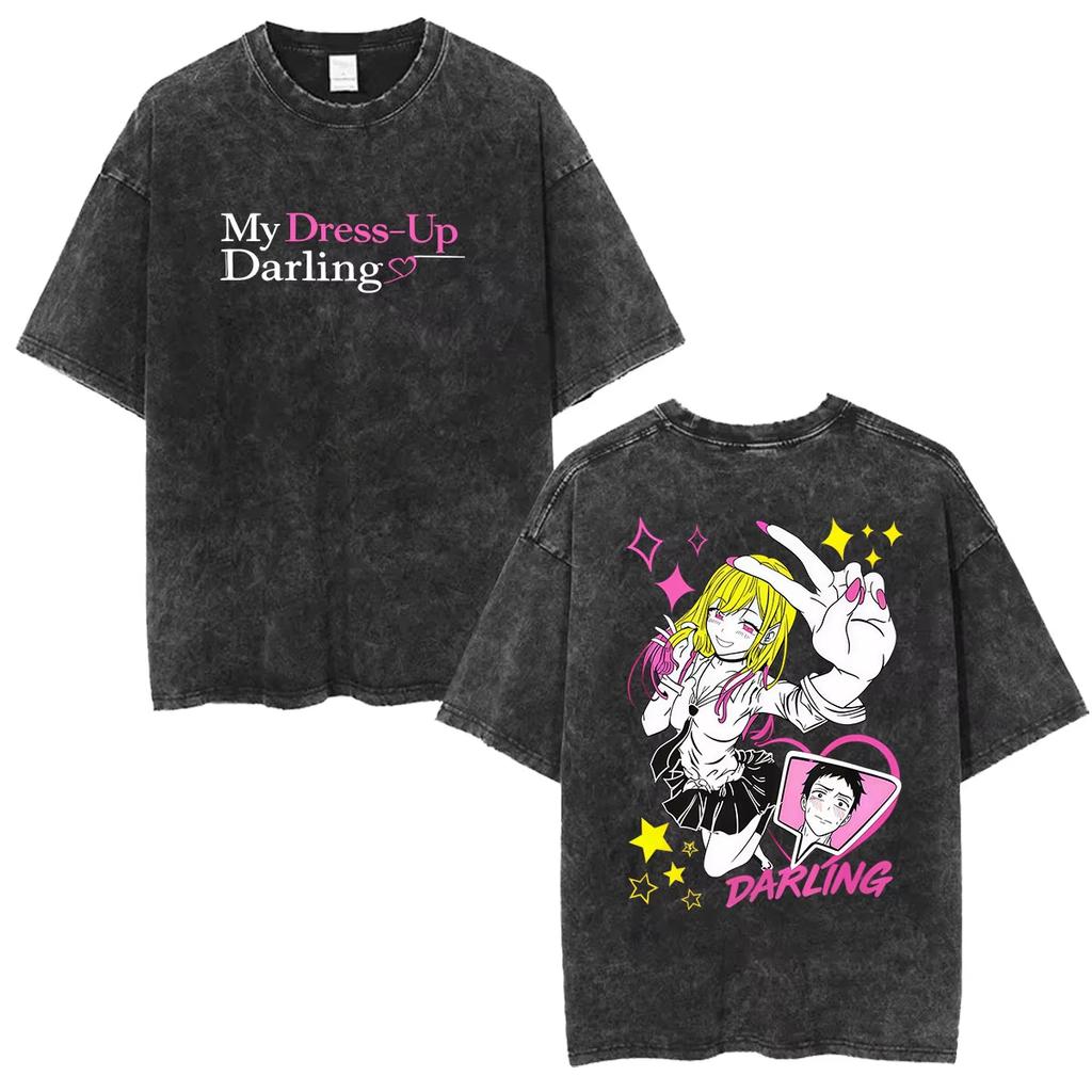 Summer Hot Sale Washed My Dressup Darling Marin Kitagawa Anime Graphic T Shirt Men Women Harajuku Y2k Gothic Cotton Tshirts