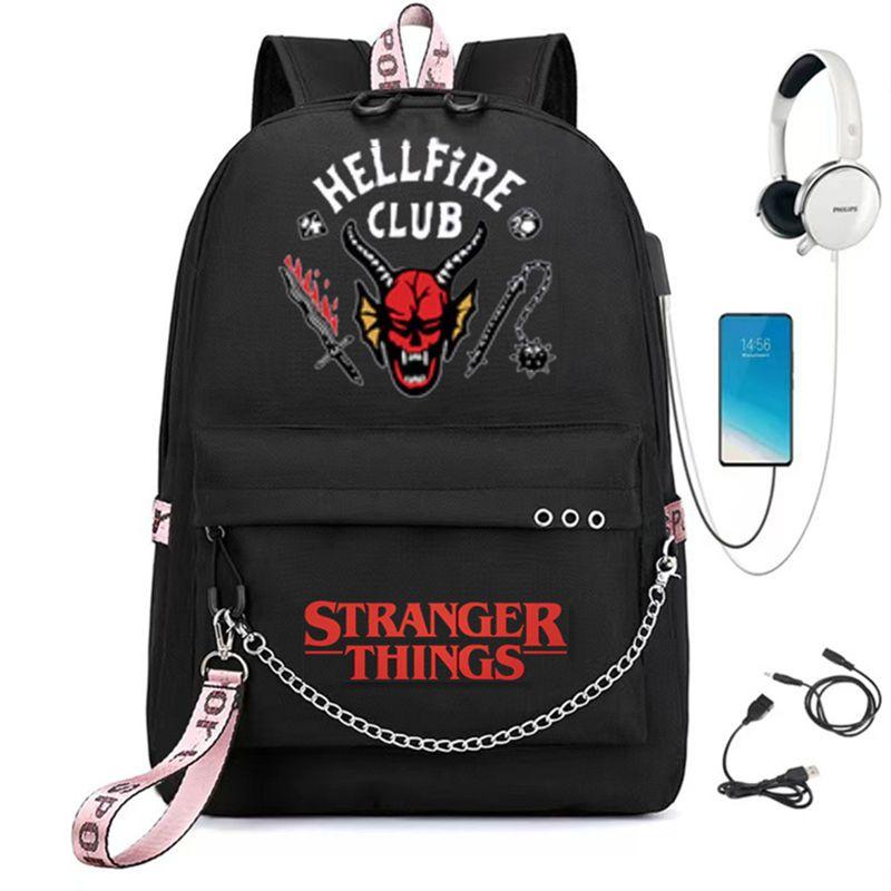 Mochila Grande de Temporada Stranger Things Recargable por USB para Niños